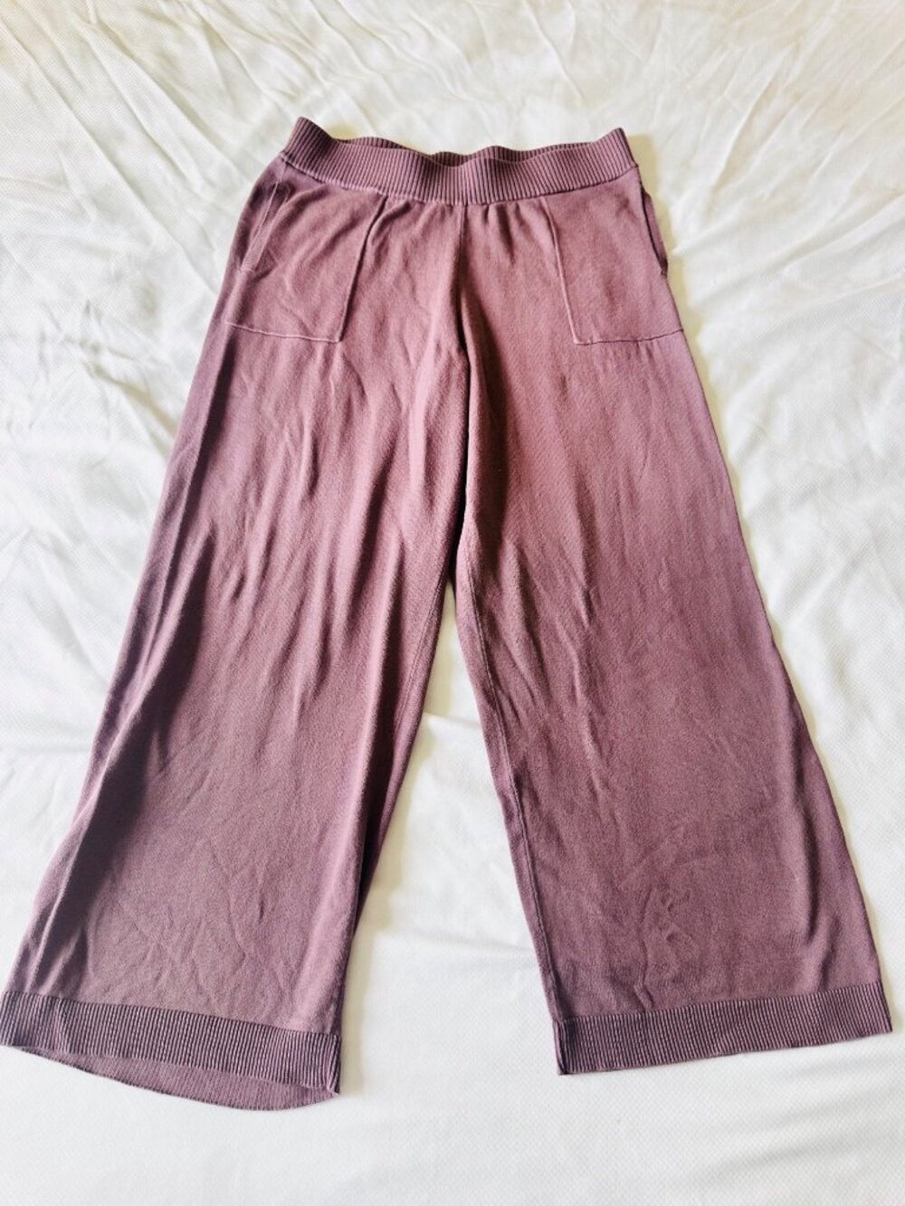 NWT 24/7 By Soma Cotton Sweater Straight Crop Pants M Purple Lounge Cozy Soft